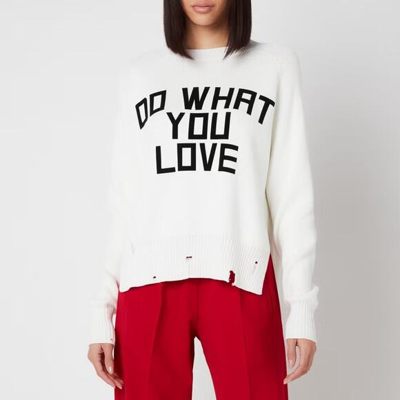 NWOT Golden Goose Delilah Do What You Love Distressed Sweater Women’s Size S - Picture 2 of 15